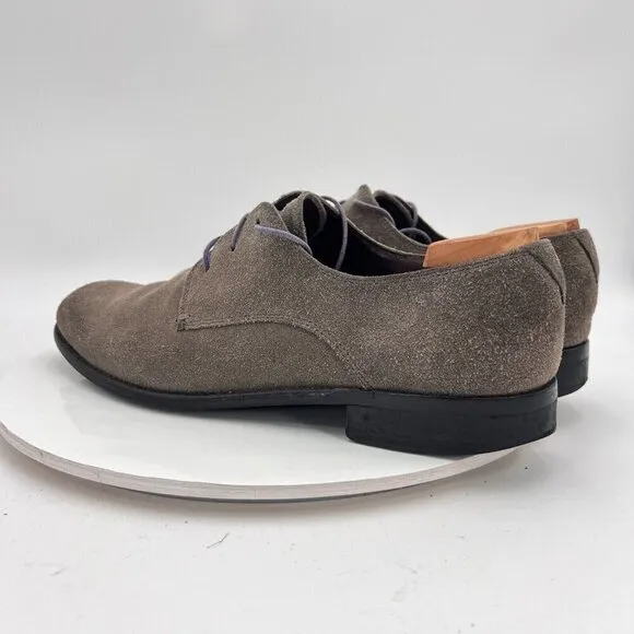 John Varvatos Men Size 10M Grey Suede Plain Toe Lace Up Low Flat Shoes