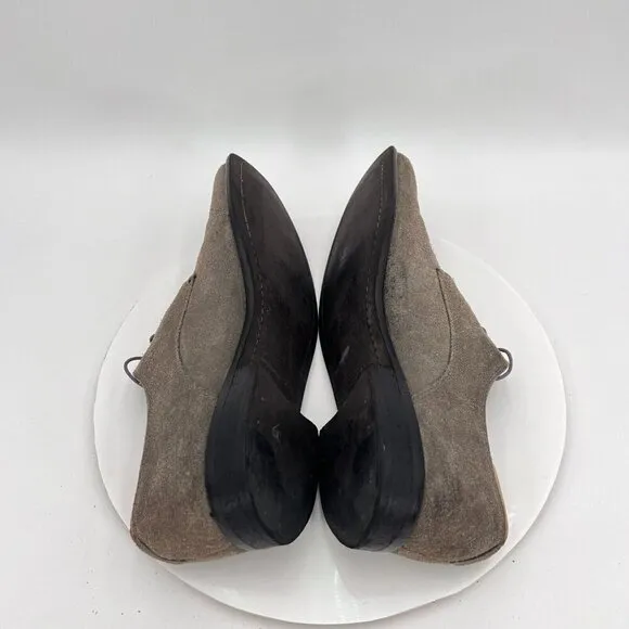 John Varvatos Men Size 10M Grey Suede Plain Toe Lace Up Low Flat Shoes