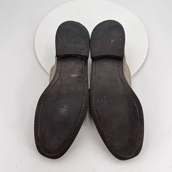 John Varvatos Men Size 10M Grey Suede Plain Toe Lace Up Low Flat Shoes