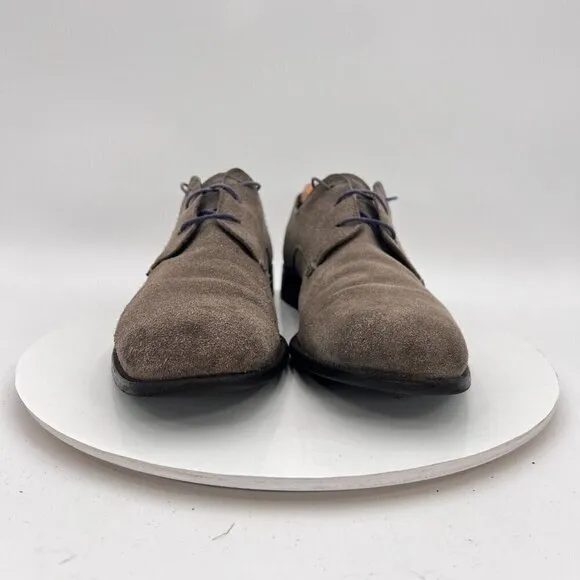 John Varvatos Men Size 10M Grey Suede Plain Toe Lace Up Low Flat Shoes