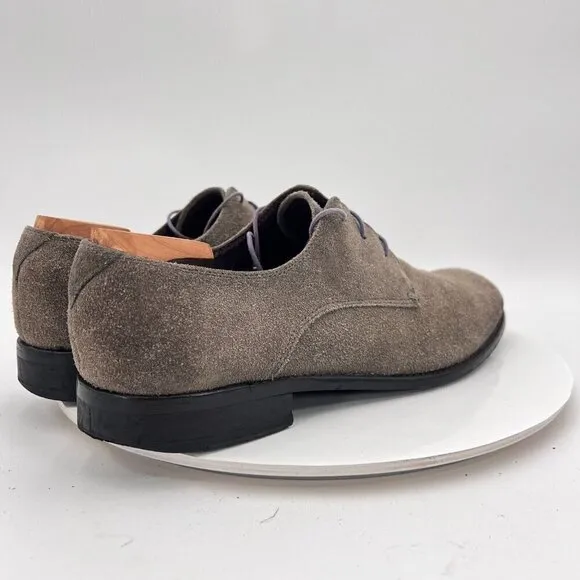 John Varvatos Men Size 10M Grey Suede Plain Toe Lace Up Low Flat Shoes