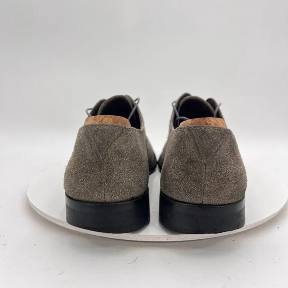 John Varvatos Men Size 10M Grey Suede Plain Toe Lace Up Low Flat Shoes