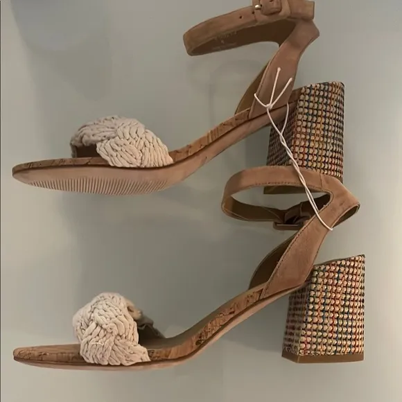 Johnny Was Women's Braid Multicolor Block Heel Sandals Size 8