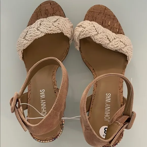 Johnny Was Women's Braid Multicolor Block Heel Sandals Size 8