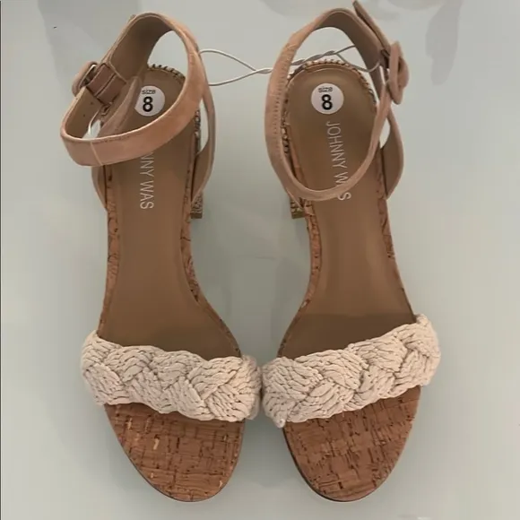 Johnny Was Women's Braid Multicolor Block Heel Sandals Size 8