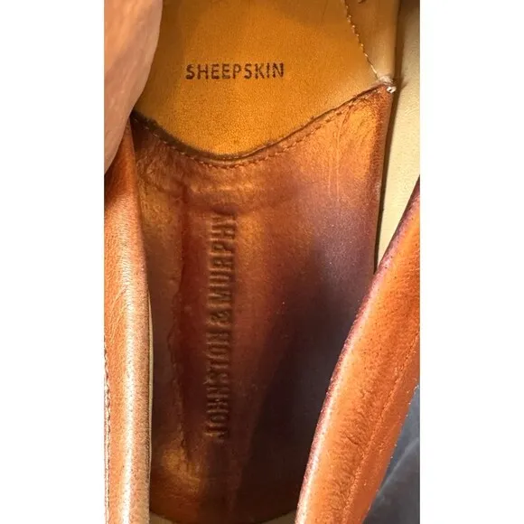 Johnston &amp; Murphy Loafer Shoes Mens 12 M Cresswellven Venetian 20-8470 Sheepskin