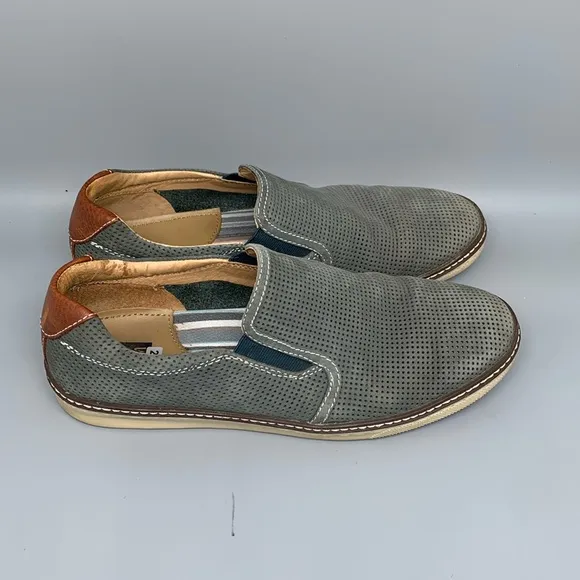 Johnston &amp; Murphy McGuffey Gray Perfed Nubuck Slip-On Shoes 25-0617 Men's Sz 9
