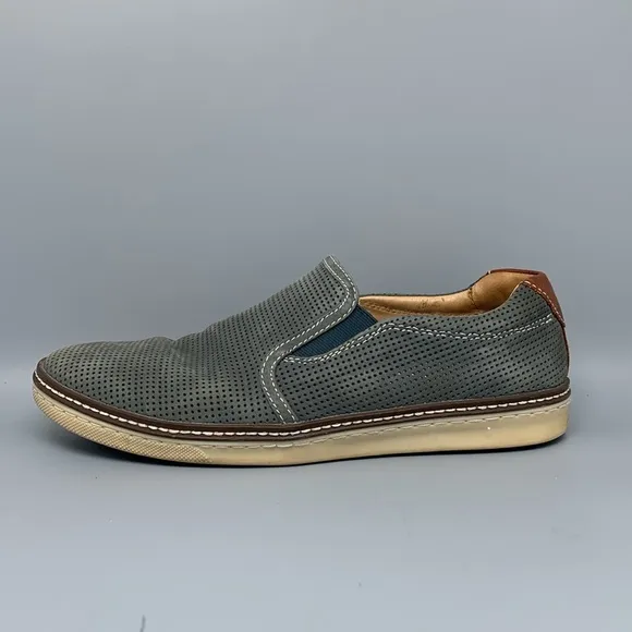 Johnston &amp; Murphy McGuffey Gray Perfed Nubuck Slip-On Shoes 25-0617 Men's Sz 9