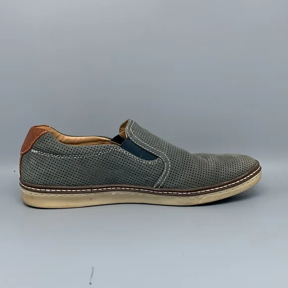 Johnston &amp; Murphy McGuffey Gray Perfed Nubuck Slip-On Shoes 25-0617 Men's Sz 9