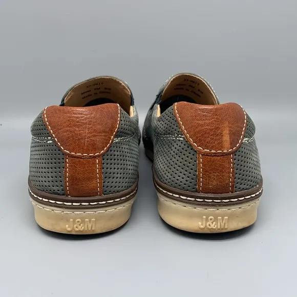 Johnston &amp; Murphy McGuffey Gray Perfed Nubuck Slip-On Shoes 25-0617 Men's Sz 9