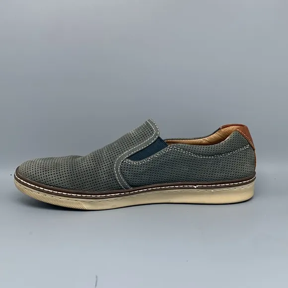 Johnston &amp; Murphy McGuffey Gray Perfed Nubuck Slip-On Shoes 25-0617 Men's Sz 9