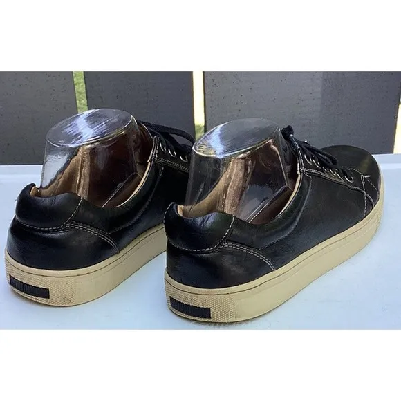 Johnston &amp; Murphy Mens Black Leather Casual Sneakers Shoes Sz 8 M