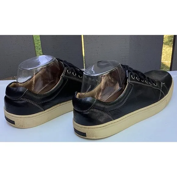 Johnston &amp; Murphy Mens Black Leather Casual Sneakers Shoes Sz 8 M