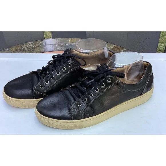 Johnston &amp; Murphy Mens Black Leather Casual Sneakers Shoes Sz 8 M