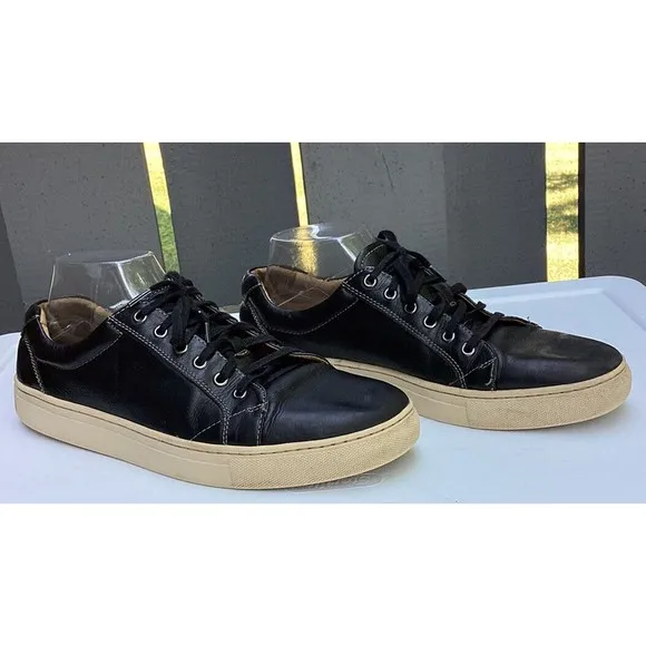Johnston &amp; Murphy Mens Black Leather Casual Sneakers Shoes Sz 8 M