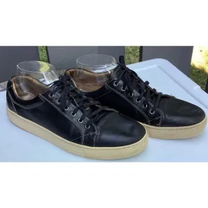 Johnston &amp; Murphy Mens Black Leather Casual Sneakers Shoes Sz 8 M