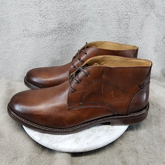 Johnston &amp; Murphy Shoes Mens Size 12 Brown Leather Lace Up Chukka Boots *NWOT*