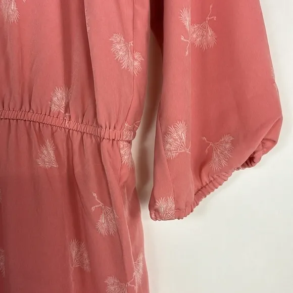 Joie Arryn Dandelion Print Kiss Blush Chiffon Pleated Hem Sleeve Mini Dress