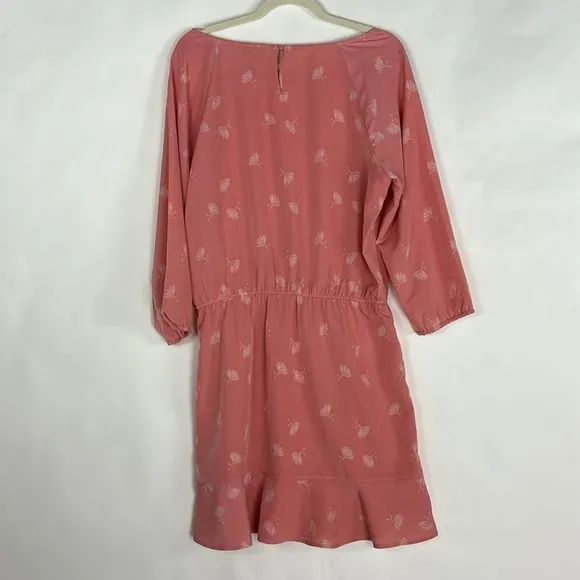 Joie Arryn Dandelion Print Kiss Blush Chiffon Pleated Hem Sleeve Mini Dress