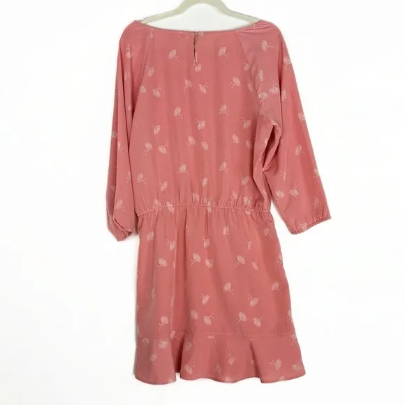 Joie Arryn Dandelion Print Kiss Blush Chiffon Pleated Hem Sleeve Mini Dress