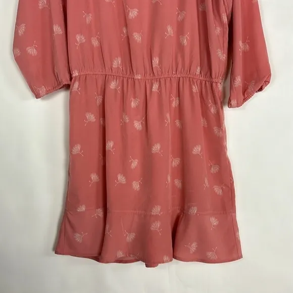 Joie Arryn Dandelion Print Kiss Blush Chiffon Pleated Hem Sleeve Mini Dress
