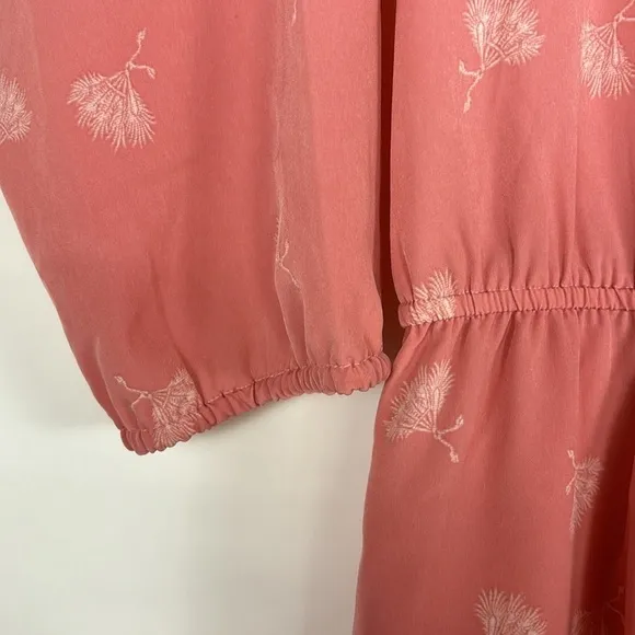 Joie Arryn Dandelion Print Kiss Blush Chiffon Pleated Hem Sleeve Mini Dress