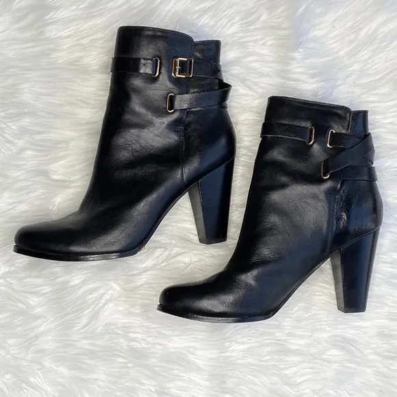 Joie Easton Black Leather Ankle Boots sz 41