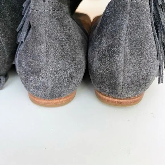 Joie Women's Over the Knee OTK Gray Suede Fringe Tall Boots 37 (US 7)