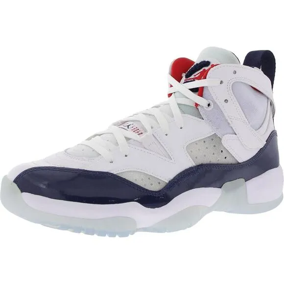Jordan Mens Jumpman Two Trey White Lace-Up Faux Leather Basketball Shoes New
