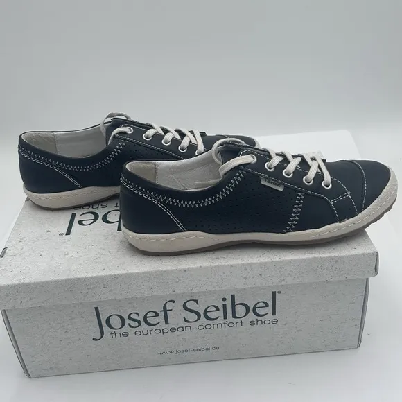 Josef Seibel Women's Black Leather Lace Up Comfort Shoes Size EU 36 US 5-5.5 NEW