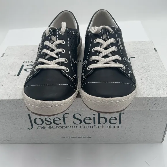Josef Seibel Women's Black Leather Lace Up Comfort Shoes Size EU 36 US 5-5.5 NEW