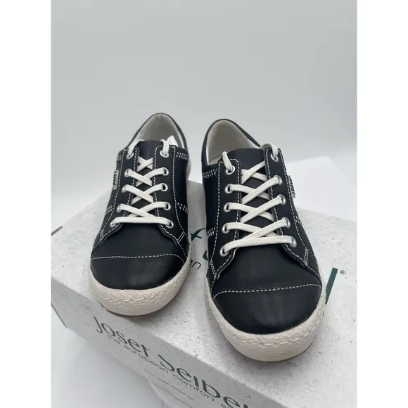 Josef Seibel Women's Black Leather Lace Up Comfort Shoes Size EU 36 US 5-5.5 NEW