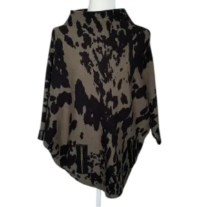 Joseph Ribkoff khaki Green black camouflage boat neck sweater leather size M