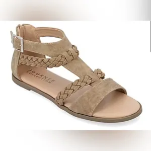 Journee Collection Womens Florence Flat Sandals. Size 8.5. Color:‎ Tan