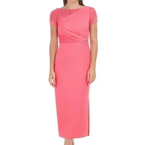 JS Collections Tea Length Dress Womens 4 Lisette‎ Camellia Lace Formal Evening