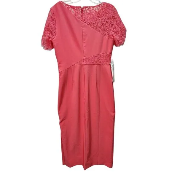 JS Collections Tea Length Dress Womens 4 Lisette‎ Camellia Lace Formal Evening
