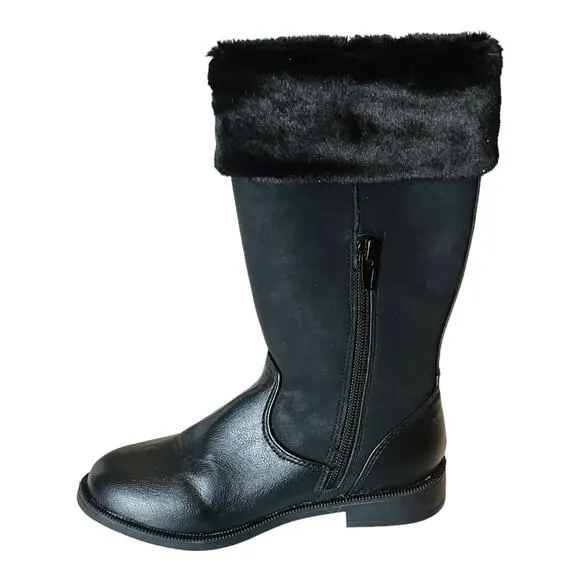Juicy Couture LOOMIS BOOTS Little Girls 12 Black Vegan Suede Warm Sherpa Fur NEW
