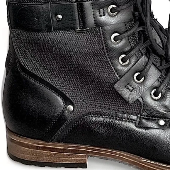Jump J75 New in Box “Defense” Cap Toe Lace-up/Zipper Retro Black Boots, Mens’ 10