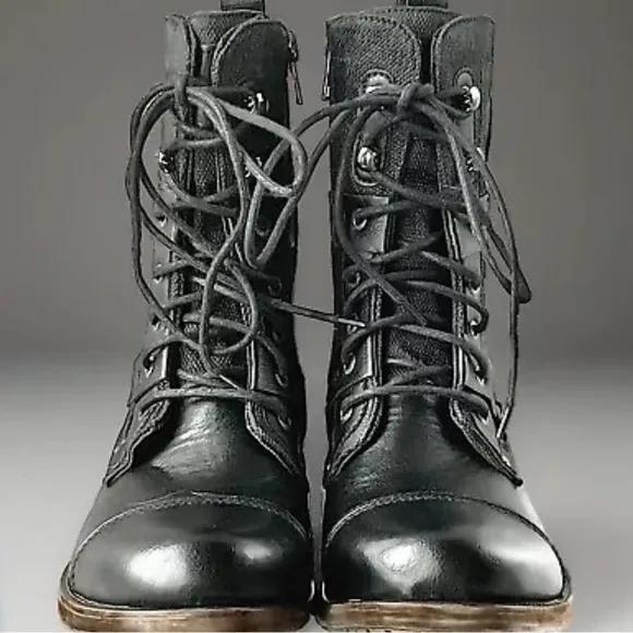 Jump J75 New in Box “Defense” Cap Toe Lace-up/Zipper Retro Black Boots, Mens’ 10