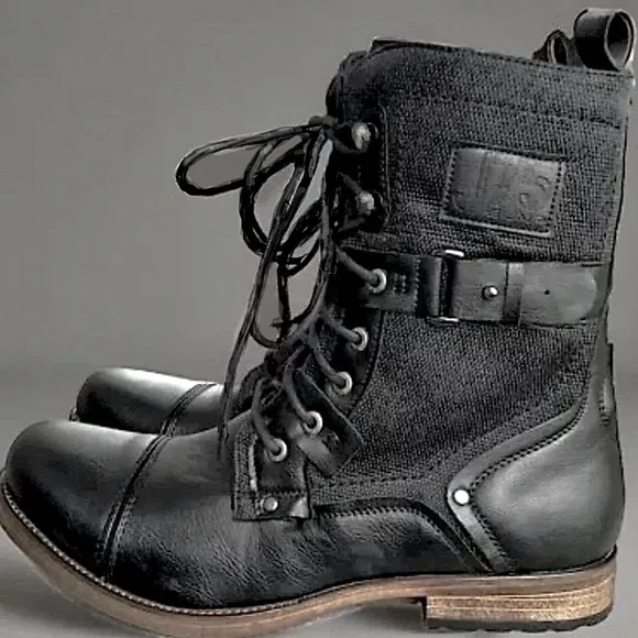 Jump J75 New in Box “Defense” Cap Toe Lace-up/Zipper Retro Black Boots, Mens’ 10