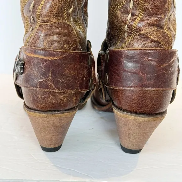 Junk Gypsy Vagabond Leather Brown Harness Western Boots 9.5 Cowboy Rodeo Cowgirl