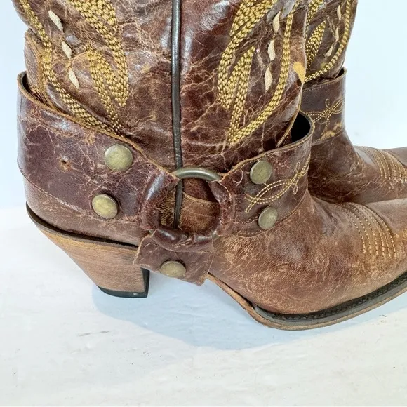 Junk Gypsy Vagabond Leather Brown Harness Western Boots 9.5 Cowboy Rodeo Cowgirl