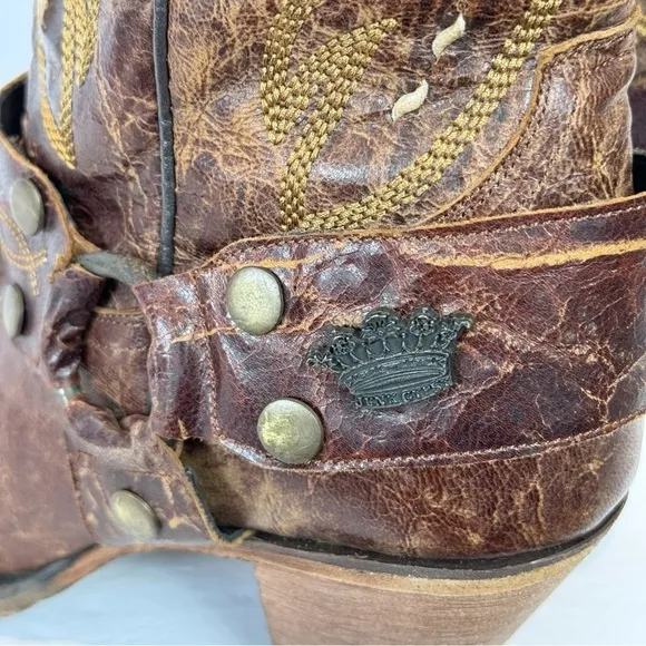 Junk Gypsy Vagabond Leather Brown Harness Western Boots 9.5 Cowboy Rodeo Cowgirl
