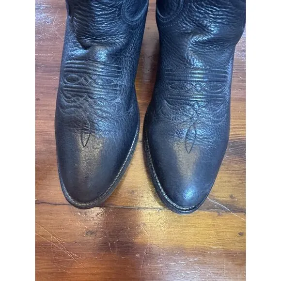 Justin 41464 Mens Pull On Western Boots Cowboy Shoes Black Leather Size 8.5 D