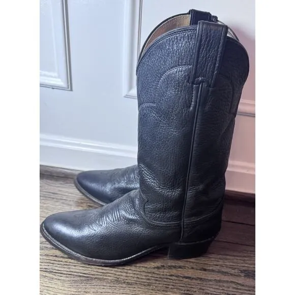 Justin 41464 Mens Pull On Western Boots Cowboy Shoes Black Leather Size 8.5 D