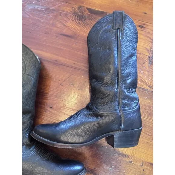 Justin 41464 Mens Pull On Western Boots Cowboy Shoes Black Leather Size 8.5 D