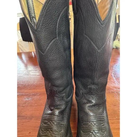Justin 41464 Mens Pull On Western Boots Cowboy Shoes Black Leather Size 8.5 D