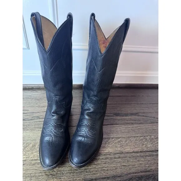 Justin 41464 Mens Pull On Western Boots Cowboy Shoes Black Leather Size 8.5 D