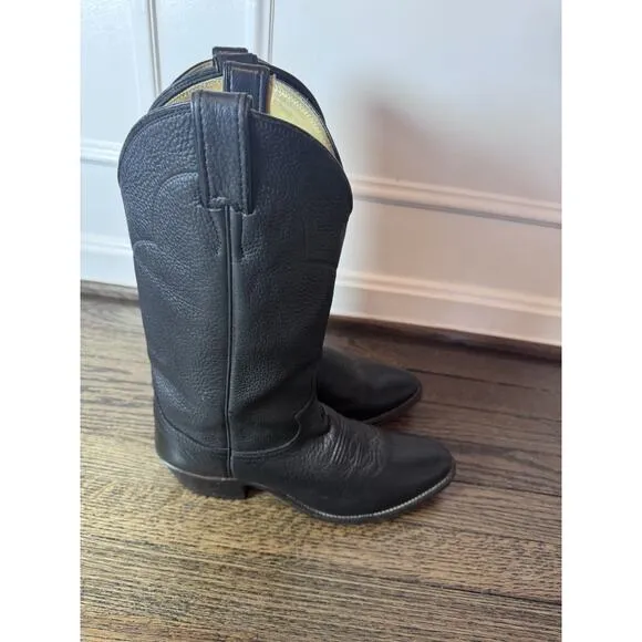 Justin 41464 Mens Pull On Western Boots Cowboy Shoes Black Leather Size 8.5 D