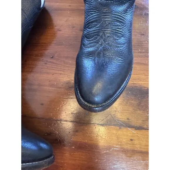 Justin 41464 Mens Pull On Western Boots Cowboy Shoes Black Leather Size 8.5 D